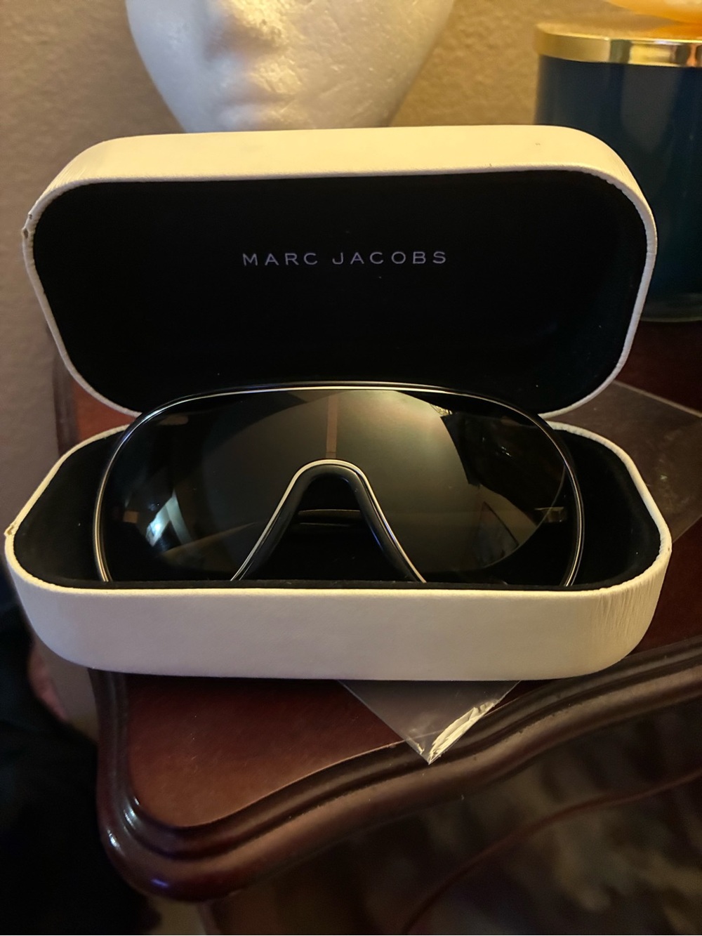Marc Jacobs Black Shield Sunglasses with Silver Trim